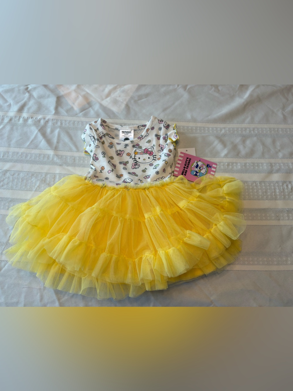 Hello Kitty Yellow Tulle Skirt Dress with Printed Bodice